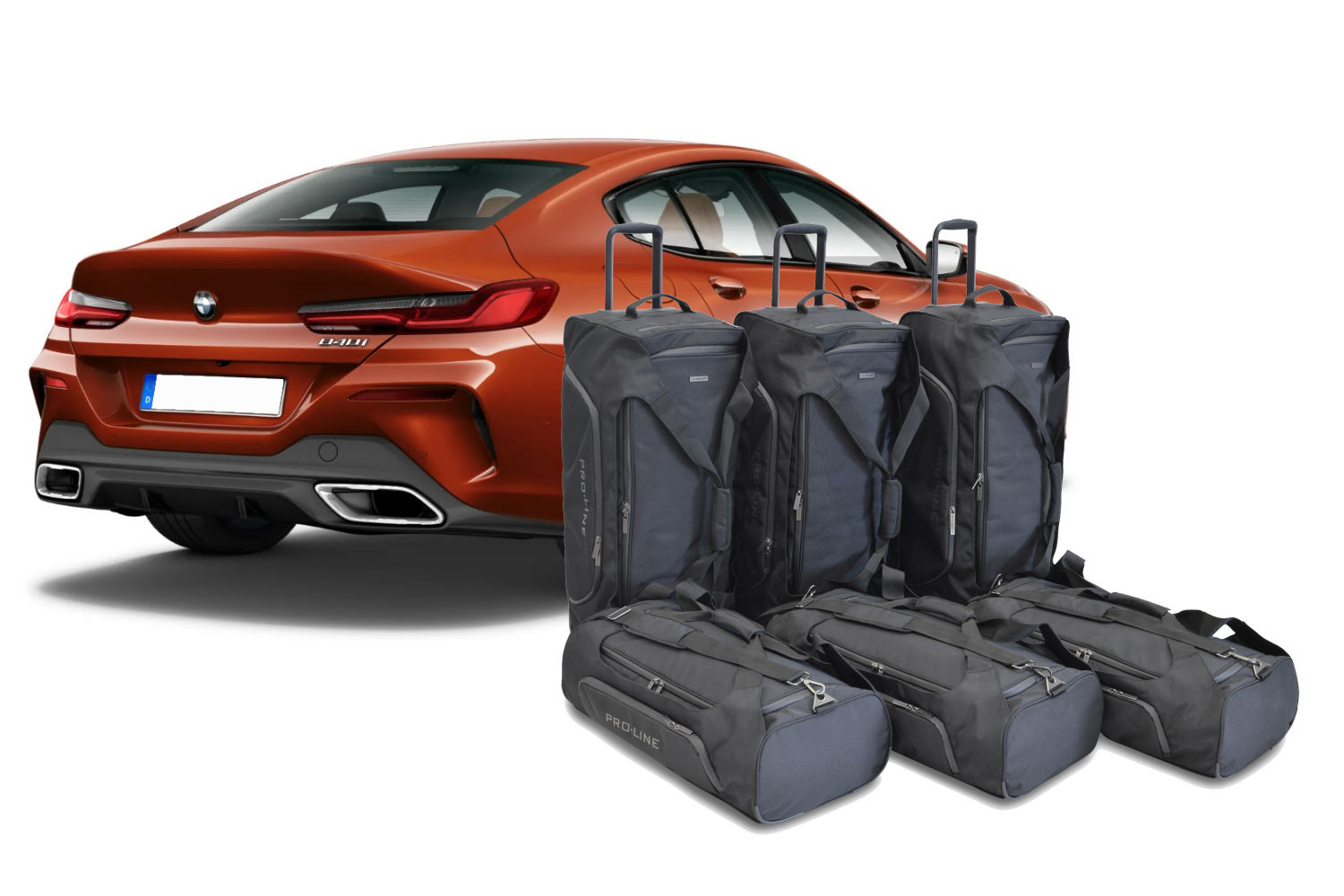 Pack de 6 sacs de voyage sur-mesure pour Bmw 8 series Gran Coupé (G16) (depuis 2019) - Gamme Pro.Line