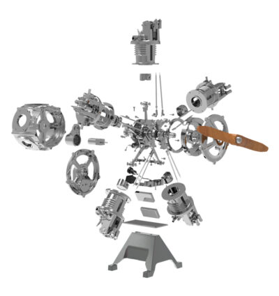 Moteur radial d'avion 5 cylindres complet en kit - Maquette technique motorisée de 230 pièces