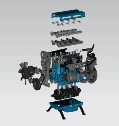 Moteur miniature 4 cylindres L4 Turbocompressé complet en kit - Maquette technique motorisée de 364 pièces