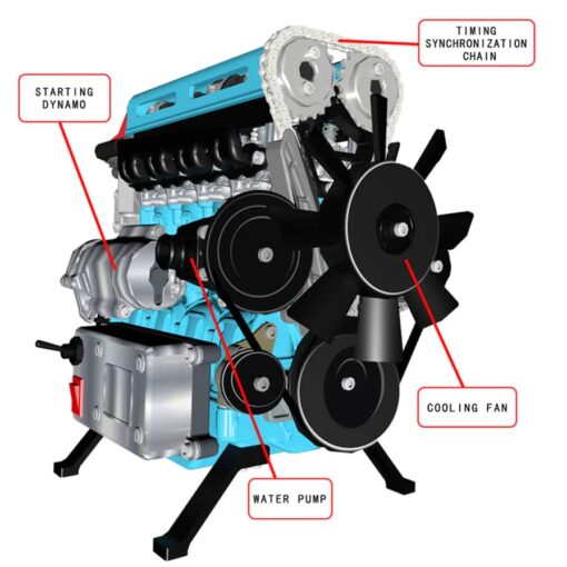 Moteur miniature 4 cylindres L4 Turbocompressé complet en kit - Maquette technique motorisée de 364 pièces