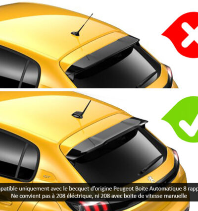 Aileron / Becquet RC8 pour Peugeot 208 mk2 Boite Automatique 8 rapports (depuis 2019)