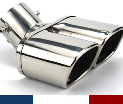 Sortie d'échappement double carré inox poli coudée