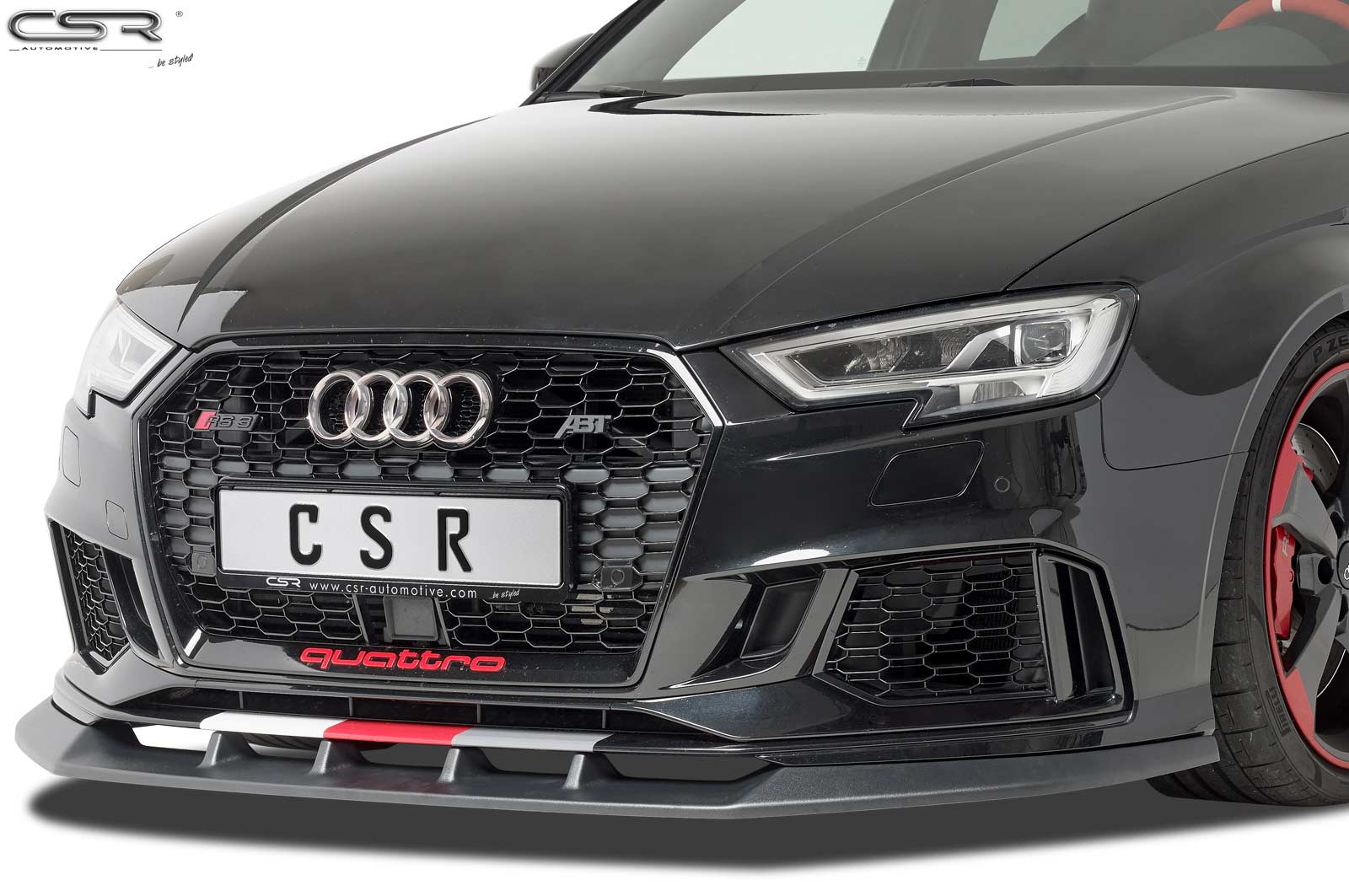 Lame de parechoc avant pour Audi RS3 8V toutes carrosseries (depuis 04/2016) - Fabriqué en ABS (6 finitions au choix)