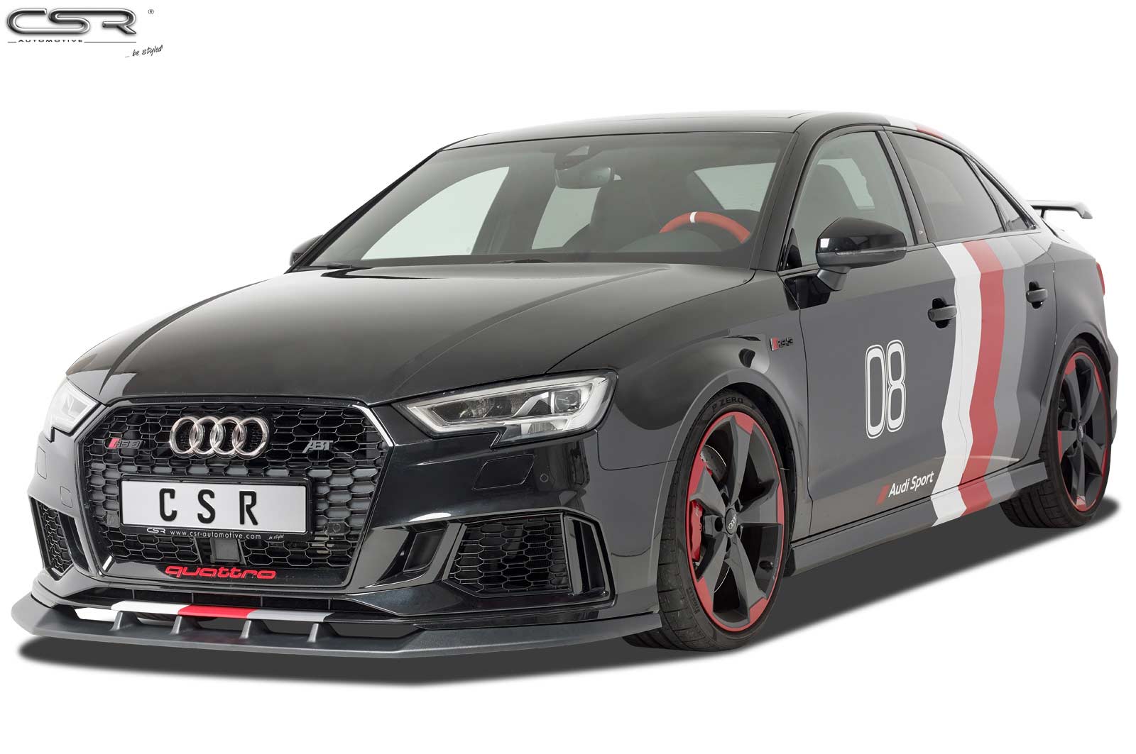 Lame de parechoc avant pour Audi RS3 8V toutes carrosseries (depuis 04/2016) - Fabriqué en ABS (6 finitions au choix)