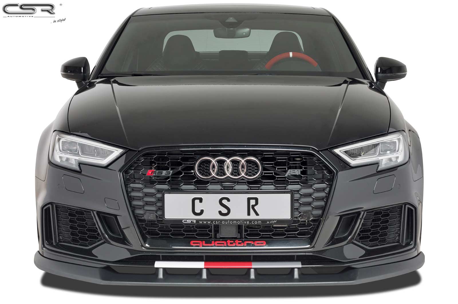 Lame de parechoc avant pour Audi RS3 8V toutes carrosseries (depuis 04/2016) - Fabriqué en ABS (6 finitions au choix)