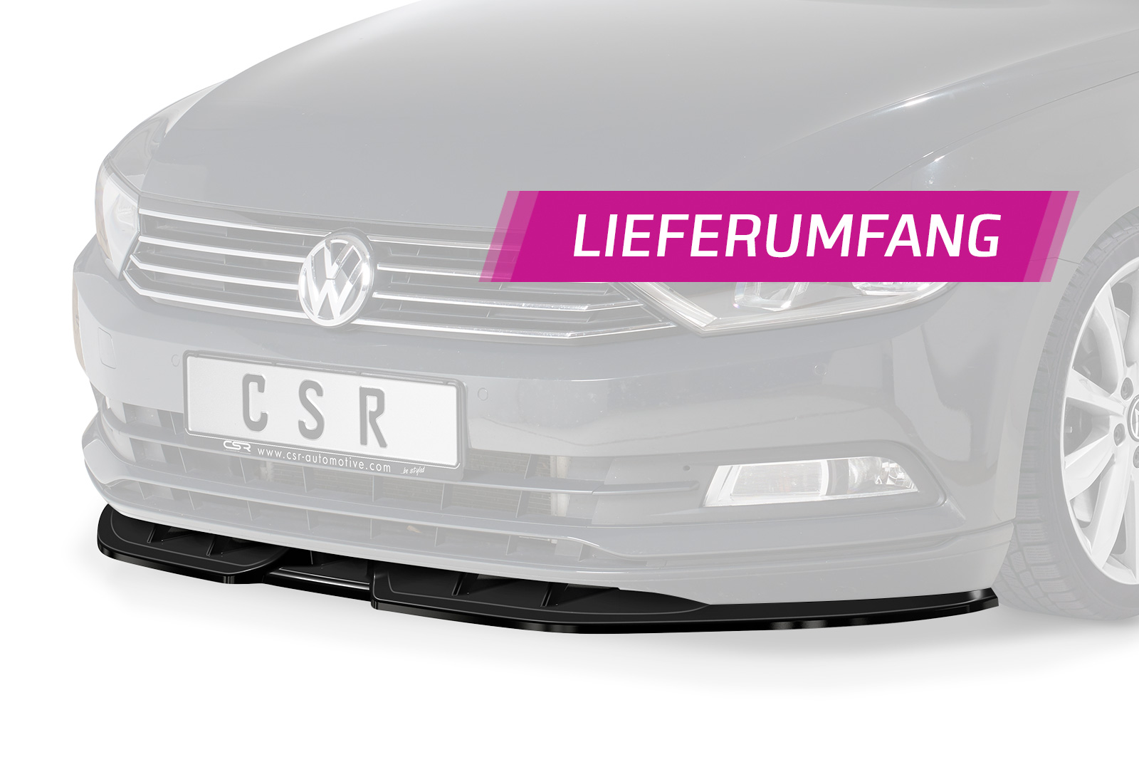 Lame de parechoc avant pour VW Passat B8 Typ 3G préfacelift / finition de base / sauf R-Line (07/2014-06/2019) - Fabriqué en ABS (6 finitions au choix)