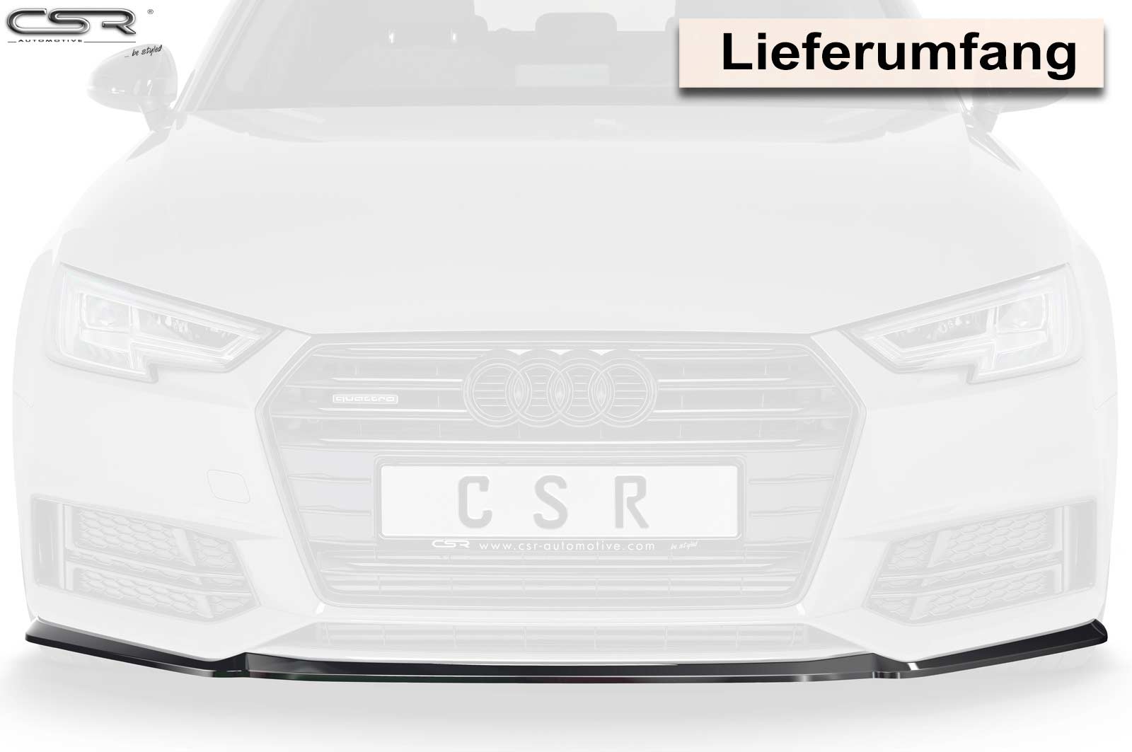 Lame de parechoc avant pour Audi A4 B9 (Typ 8W) S-Line / S4 B9 (Typ 8W) préfacelift (2015-08/2018) - Fabriqué en ABS (6 finitions au choix)