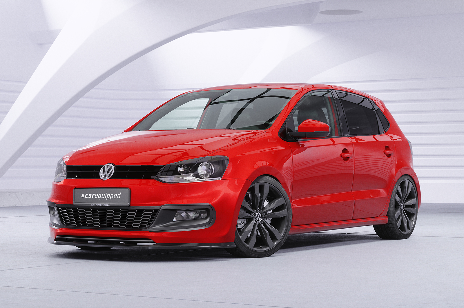 Lame de parechoc avant pour VW Polo V (Typ 6R / 6C) R-Line (03/2009-2017) - Fabriqué en ABS (6 finitions au choix)