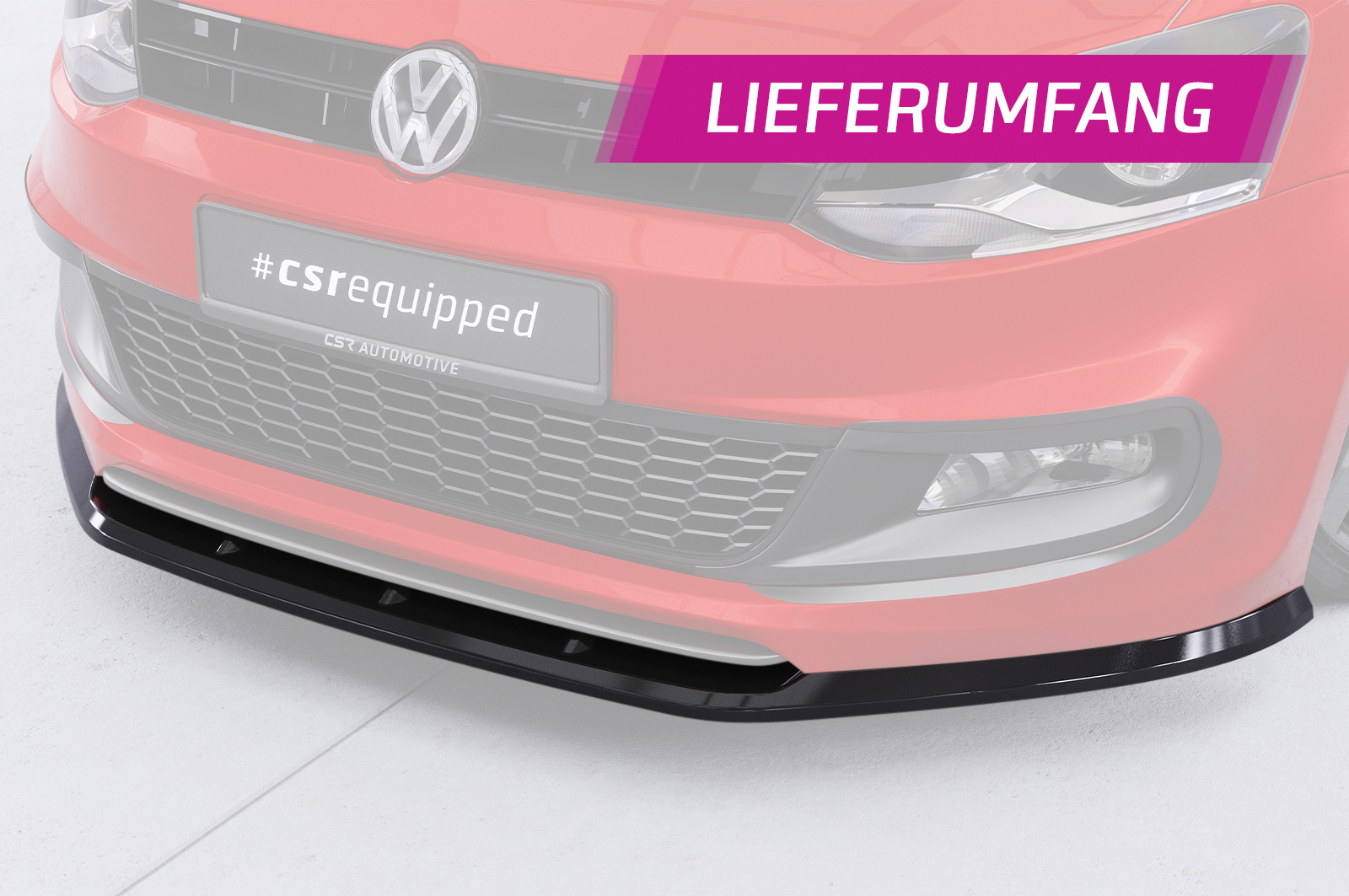 Lame de parechoc avant pour VW Polo V (Typ 6R / 6C) R-Line (03/2009-2017) - Fabriqué en ABS (6 finitions au choix)