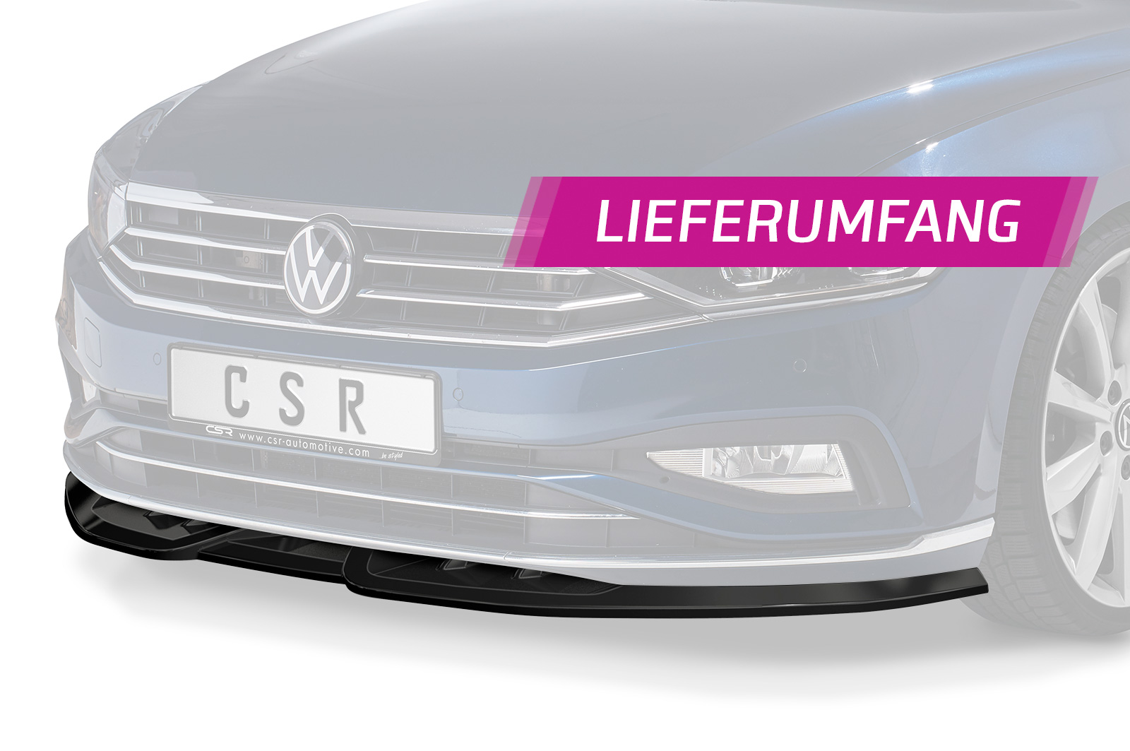 Lame de parechoc avant pour VW Passat B8 Typ 3G facelift / finition de base (depuis 06/2019) - Fabriqué en ABS (6 finitions au choix)