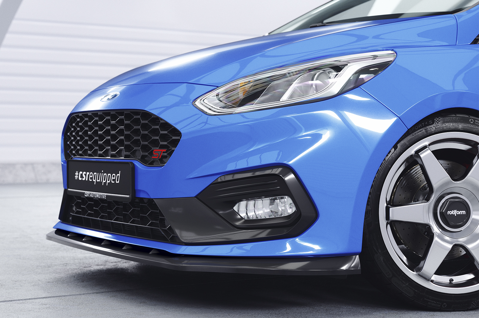 Lame de parechoc avant pour Ford Fiesta MK8 ST-Line / ST (depuis 2017) - Fabriqué en ABS (6 finitions au choix)