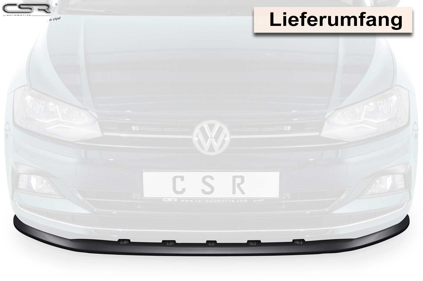 Lame de parechoc avant pour VW Polo VI 2G (Typ AW) finition de base (09/2017-03/2021) - Fabriqué en ABS (6 finitions au choix)