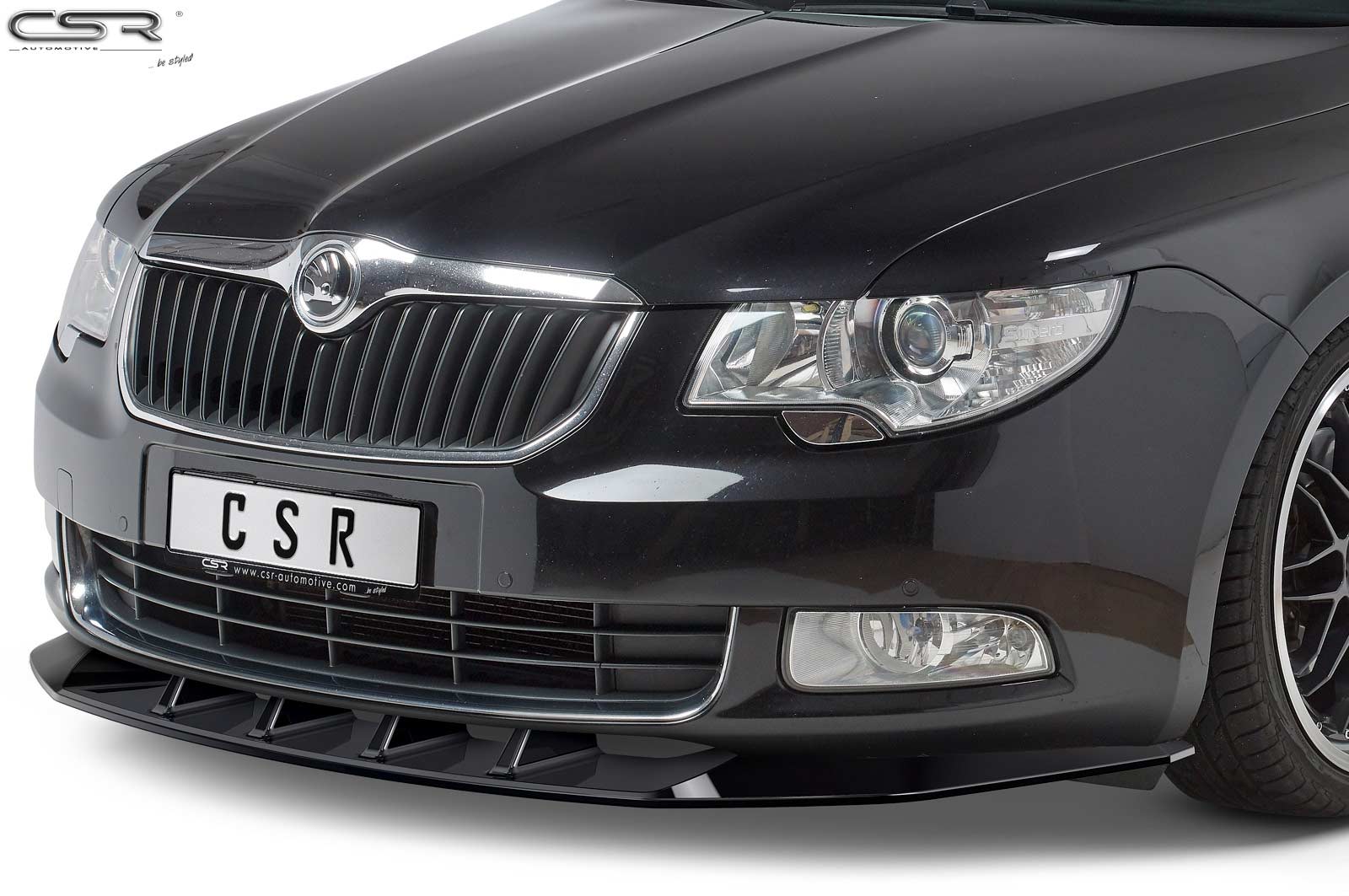 Lame de parechoc avant pour Skoda Superb II préfacelift (2008-06/2013) - Fabriqué en ABS (6 finitions au choix)
