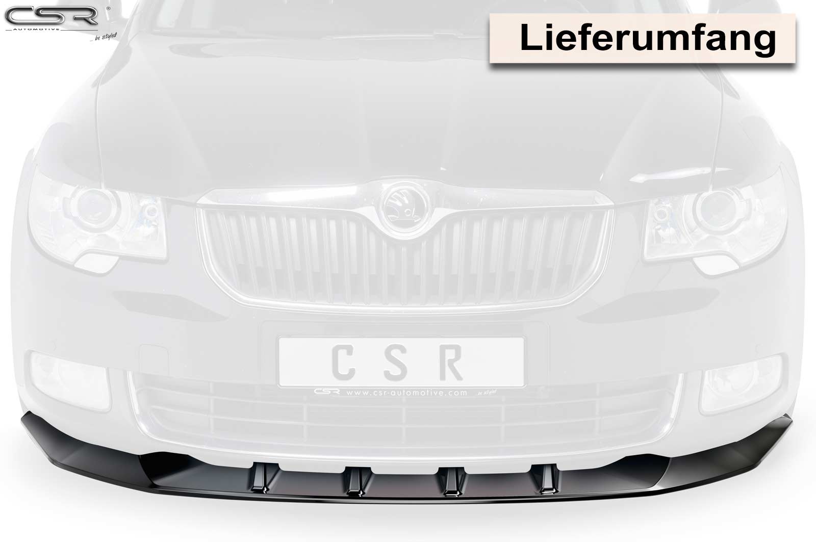 Lame de parechoc avant pour Skoda Superb II préfacelift (2008-06/2013) - Fabriqué en ABS (6 finitions au choix)