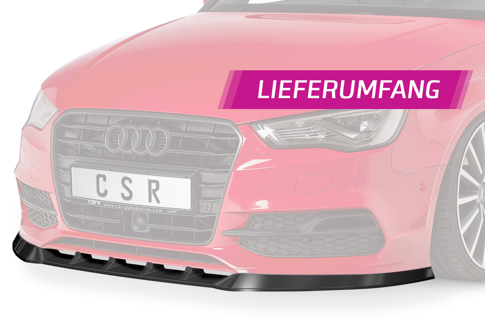 Lame de parechoc avant pour Audi A3 8V / S3 8V cabriolet / berline S-Line préfacelift (2013-2016) - Fabriqué en ABS (6 finitions au choix)