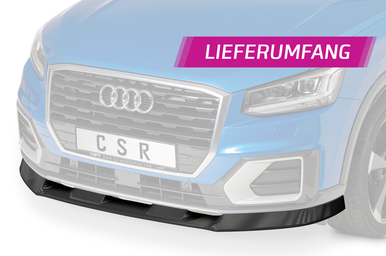Lame de parechoc avant pour Audi Q2 S-Line / préfacelift (2016-2020) - Fabriqué en ABS (6 finitions au choix)