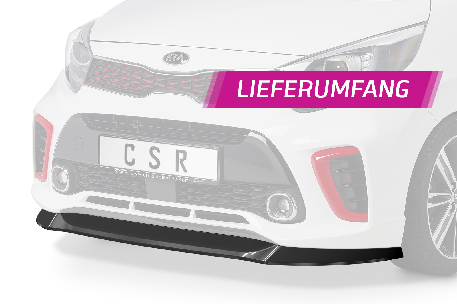 Lame de parechoc avant pour Kia Picanto (JA) GT-Line (depuis 2017) - Fabriqué en ABS (6 finitions au choix)