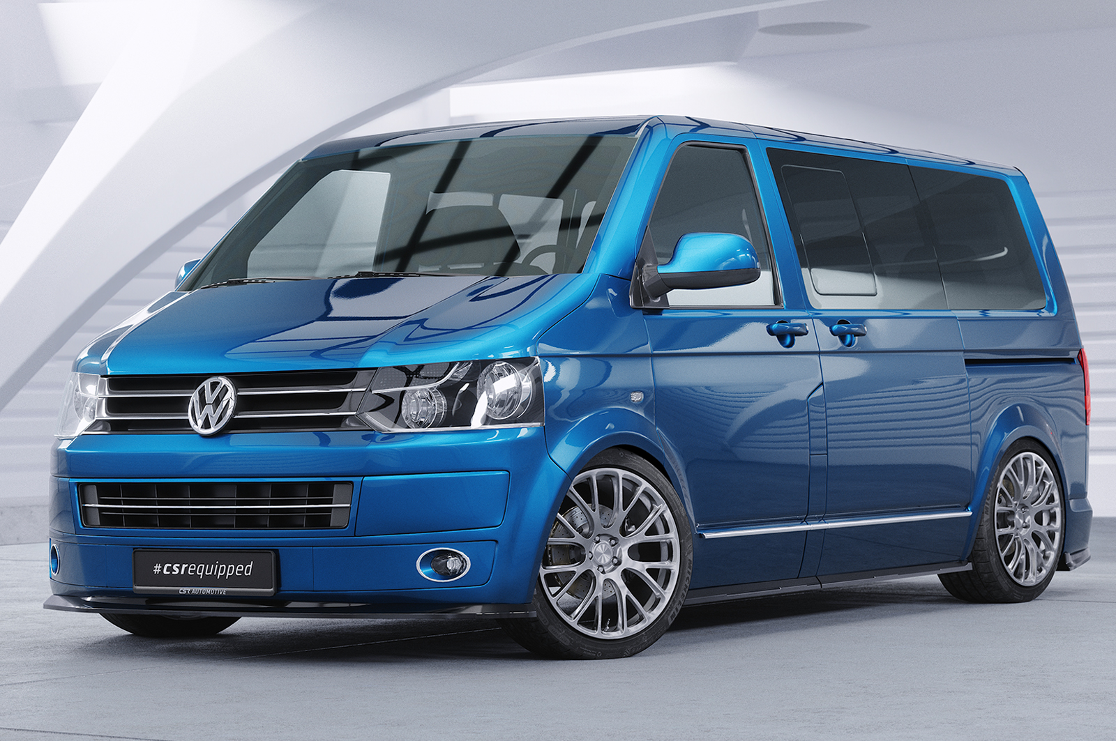 Lame de parechoc avant pour VW T5 1. facelift (09/2009-07/2015) - Fabriqué en ABS (6 finitions au choix)