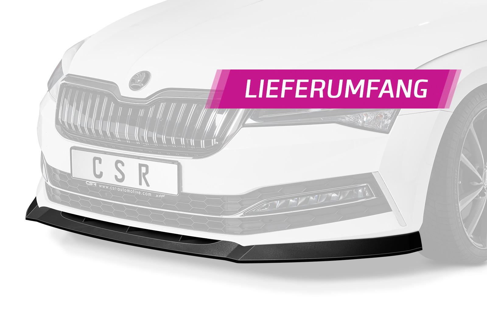 Lame de parechoc avant pour Skoda Superb III (Typ 3V) facelift (depuis 2019) - Fabriqué en ABS (6 finitions au choix)