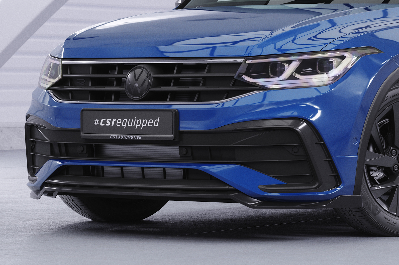 Lame de parechoc avant pour VW Tiguan II (Typ AD1) R-Line (facelift) (depuis 09/2020) - Fabriqué en ABS (6 finitions au choix)