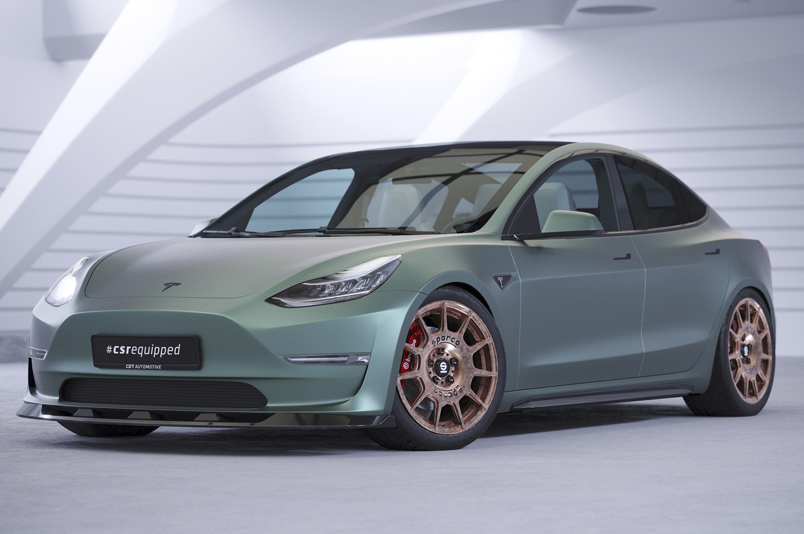 Lame de parechoc avant pour Tesla Model 3 toutes carrosseries (depuis 2017) - Fabriqué en ABS (6 finitions au choix)