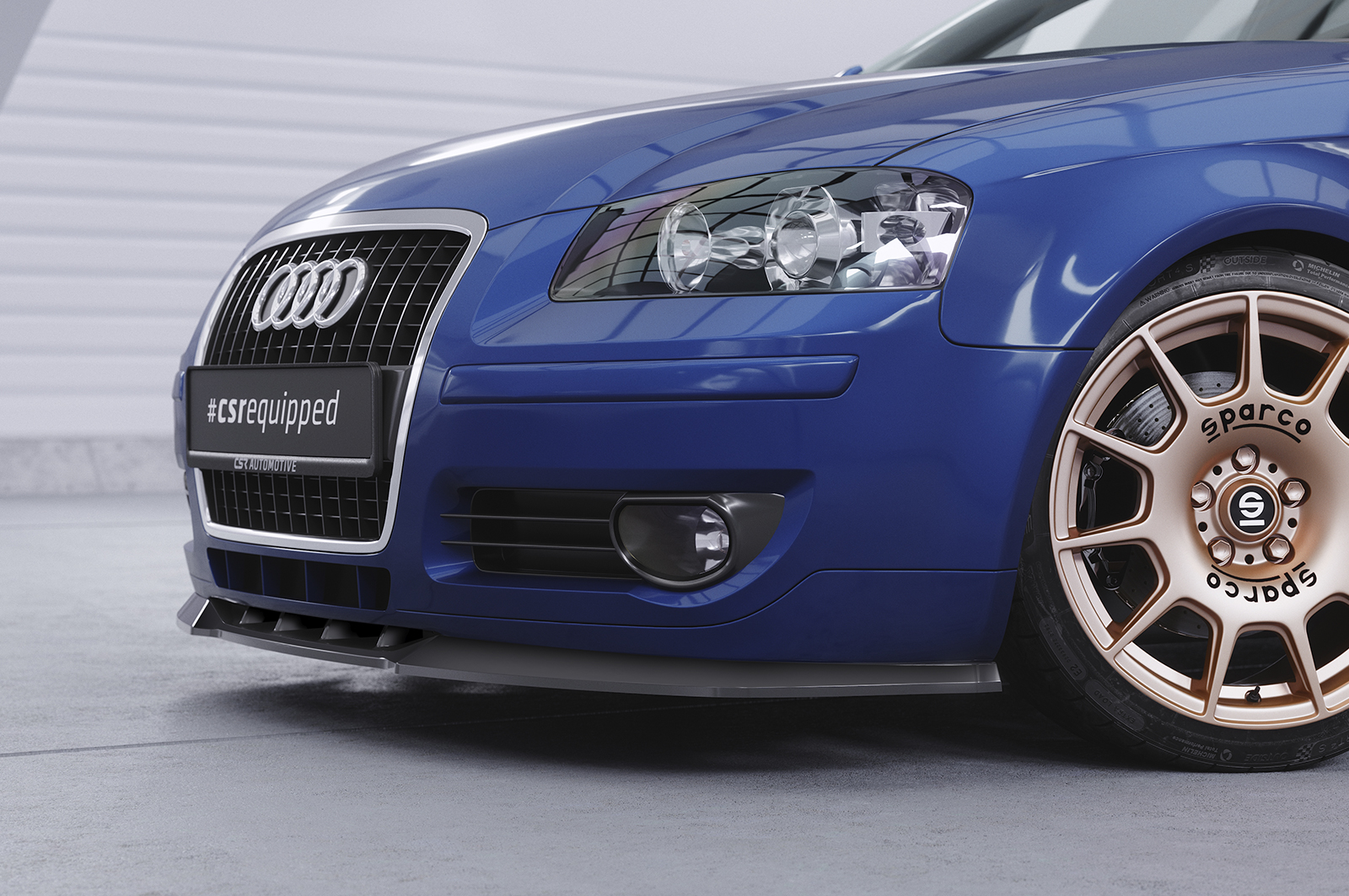 Lame de parechoc avant pour Audi A3 (8P / 8PA) toutes carrosseries (préfacelift) (2005-2008) - Fabriqué en ABS (6 finitions au choix)