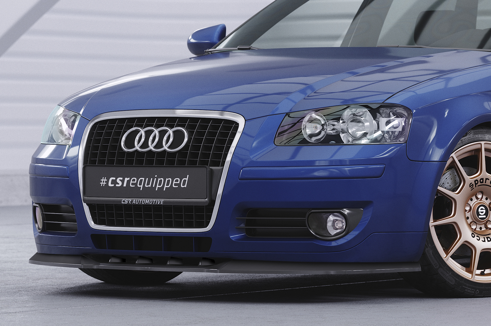 Lame de parechoc avant pour Audi A3 (8P / 8PA) toutes carrosseries (préfacelift) (2005-2008) - Fabriqué en ABS (6 finitions au choix)