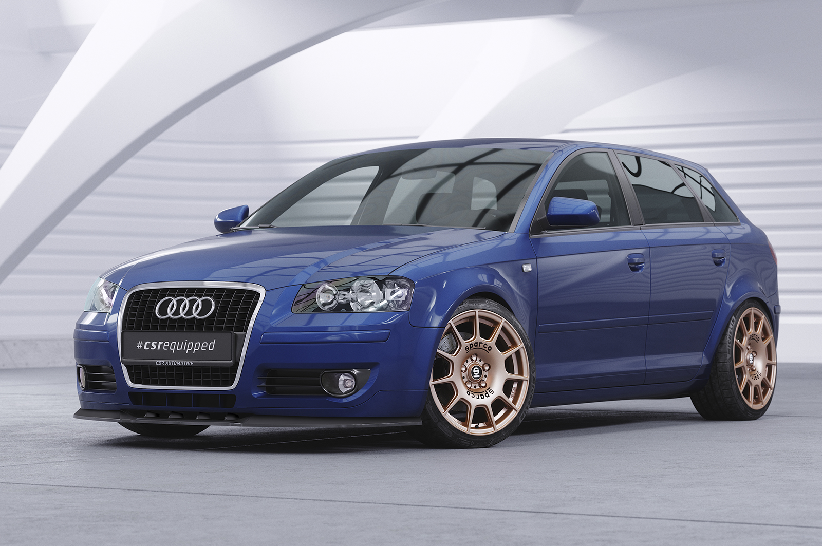 Lame de parechoc avant pour Audi A3 (8P / 8PA) toutes carrosseries (préfacelift) (2005-2008) - Fabriqué en ABS (6 finitions au choix)