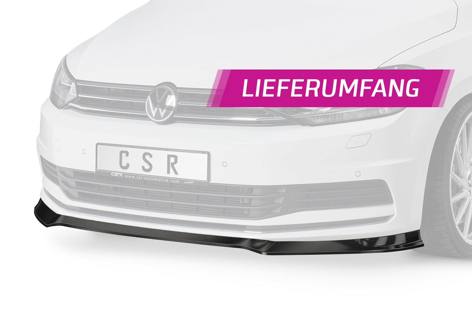Lame de parechoc avant pour VW Touran II (Typ 5T) toutes carrosseries (depuis 05/2015) - Fabriqué en ABS (6 finitions au choix)