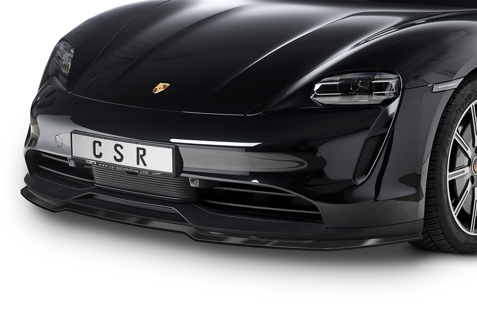Lame de parechoc avant pour Porsche Taycan / Taycan 4S Sport berline et Cross Turismo (depuis 2019) - Fabriqué en ABS (6 finitions au choix)