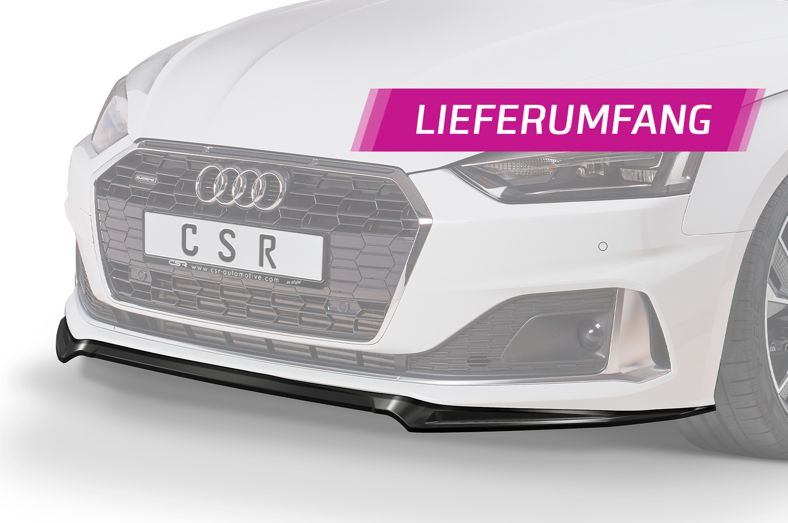 Lame de parechoc avant pour Audi A5 F5 finition de base et advanced (facelift) (depuis 2019) - Fabriqué en ABS (6 finitions au choix)