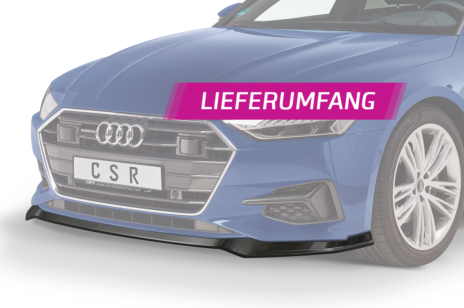 Lame de parechoc avant pour Audi A7 C8 (Typ 4K) toutes carrosseries (incl. facelift) (depuis 2018) - Fabriqué en ABS (6 finitions au choix)