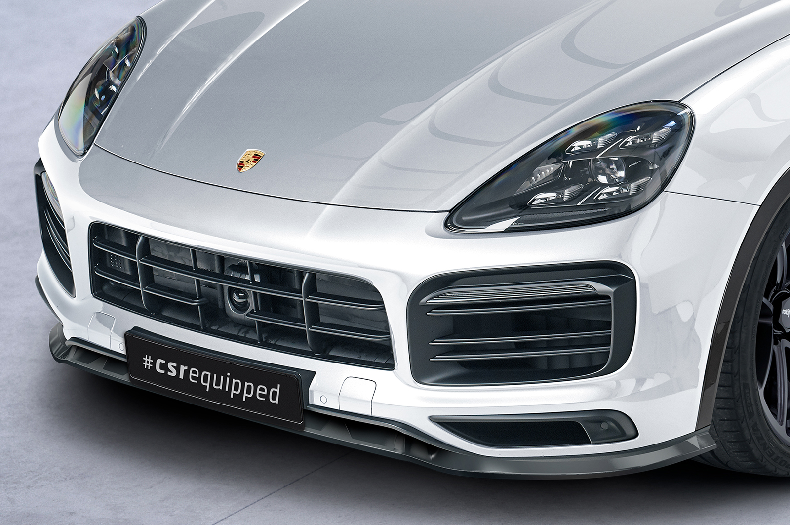 Lame de parechoc avant pour Porsche Cayenne P0536 / 9YA Cayenne / Cayenne S / Cayenne E-Hybrid / Turbo / Turbo S (depuis 2017) - Fabriqué en ABS (6 finitions au choix)