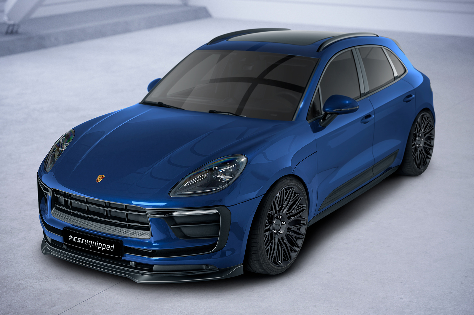 Lame de parechoc avant pour Porsche Macan toutes carrosseries (facelift 2021) (depuis 2021) - Fabriqué en ABS (6 finitions au choix)