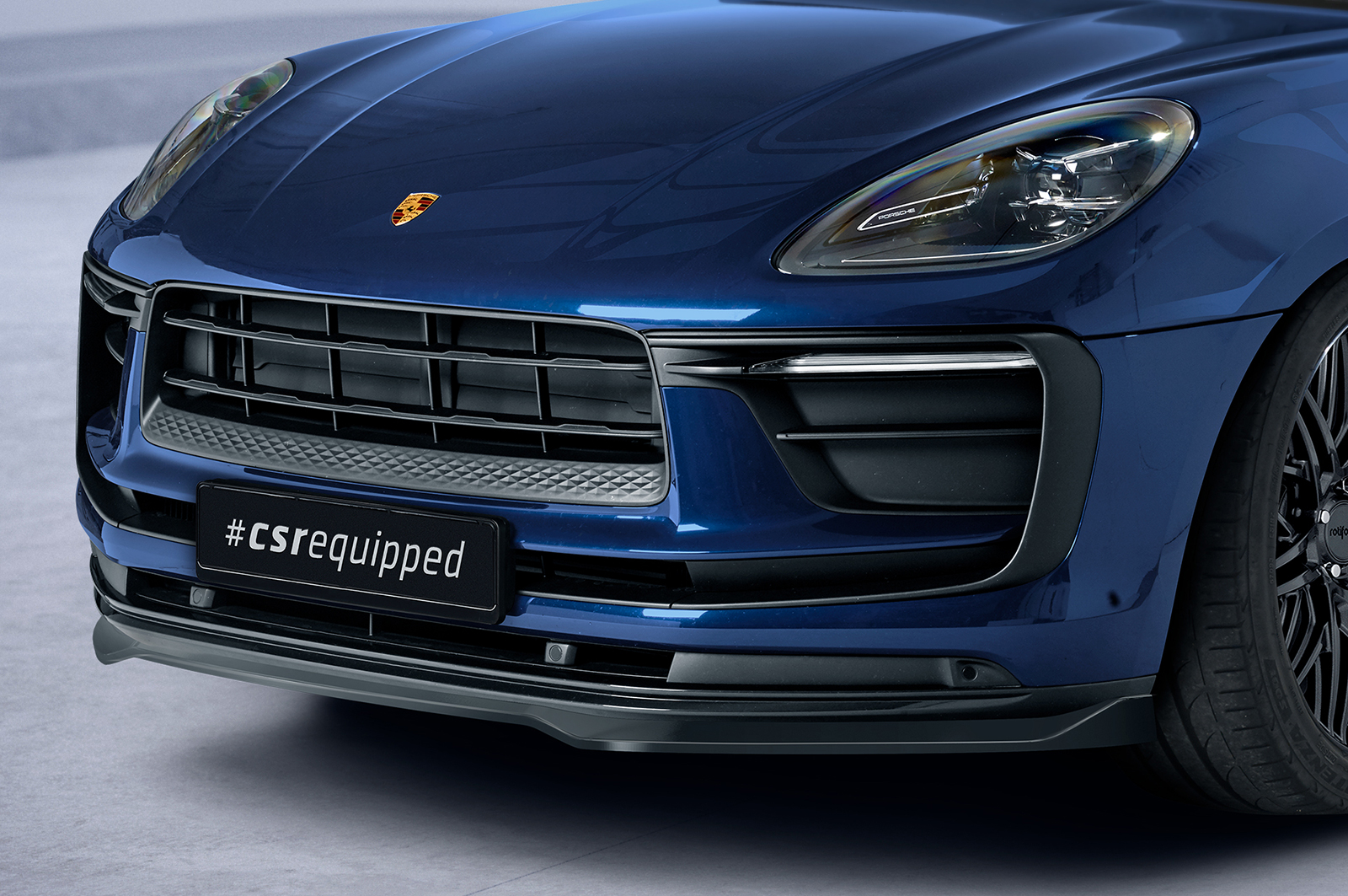 Lame de parechoc avant pour Porsche Macan toutes carrosseries (facelift 2021) (depuis 2021) - Fabriqué en ABS (6 finitions au choix)