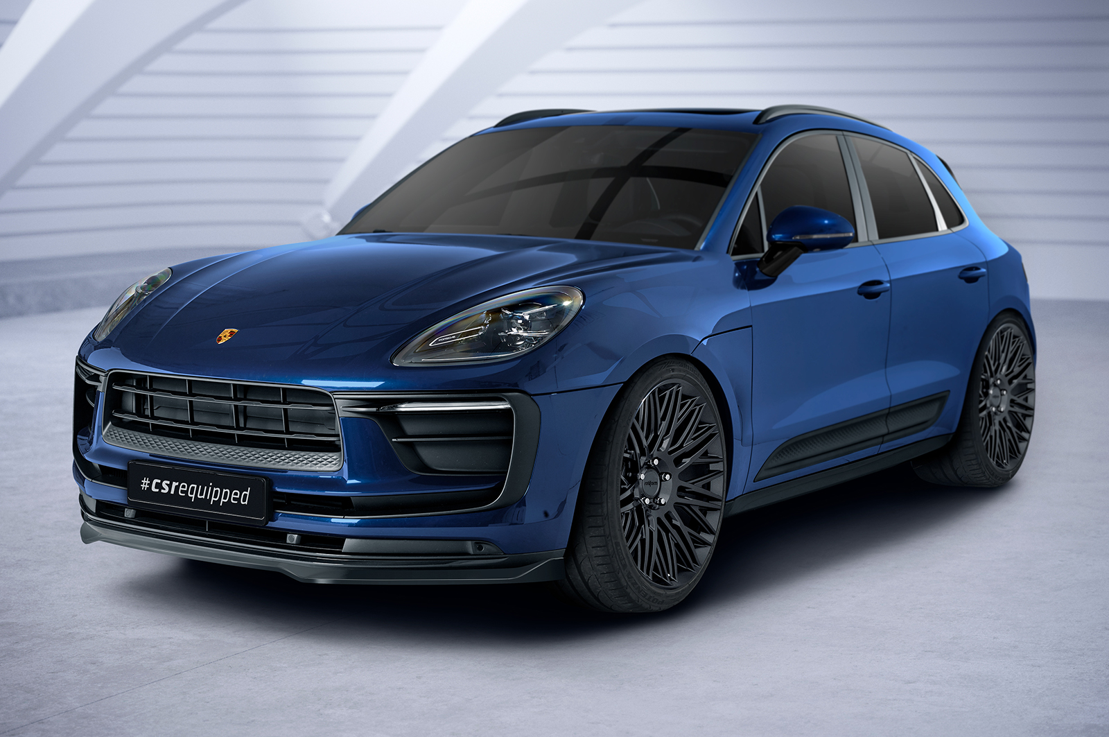 Lame de parechoc avant pour Porsche Macan toutes carrosseries (facelift 2021) (depuis 2021) - Fabriqué en ABS (6 finitions au choix)