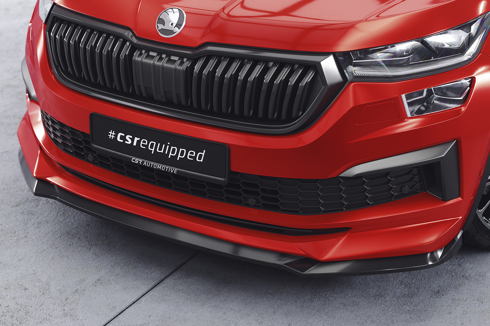 Lame de parechoc avant pour Skoda Kodiaq Sportline / L&K / RS (facelift) (depuis 2021) - Fabriqué en ABS (6 finitions au choix)