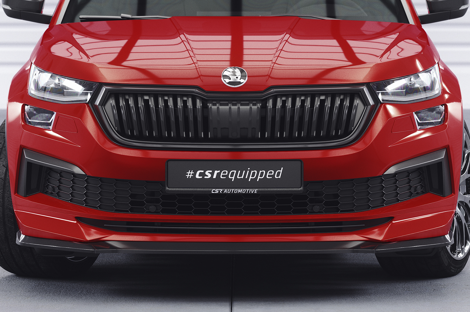 Lame de parechoc avant pour Skoda Kodiaq Sportline / L&K / RS (facelift) (depuis 2021) - Fabriqué en ABS (6 finitions au choix)