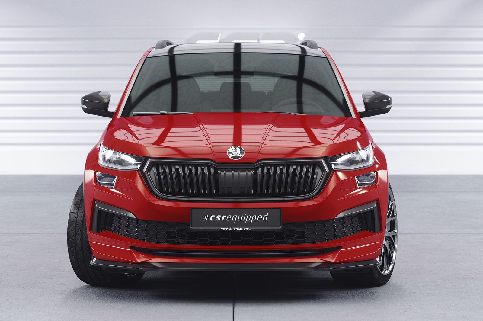 Lame de parechoc avant pour Skoda Kodiaq Sportline / L&K / RS (facelift) (depuis 2021) - Fabriqué en ABS (6 finitions au choix)