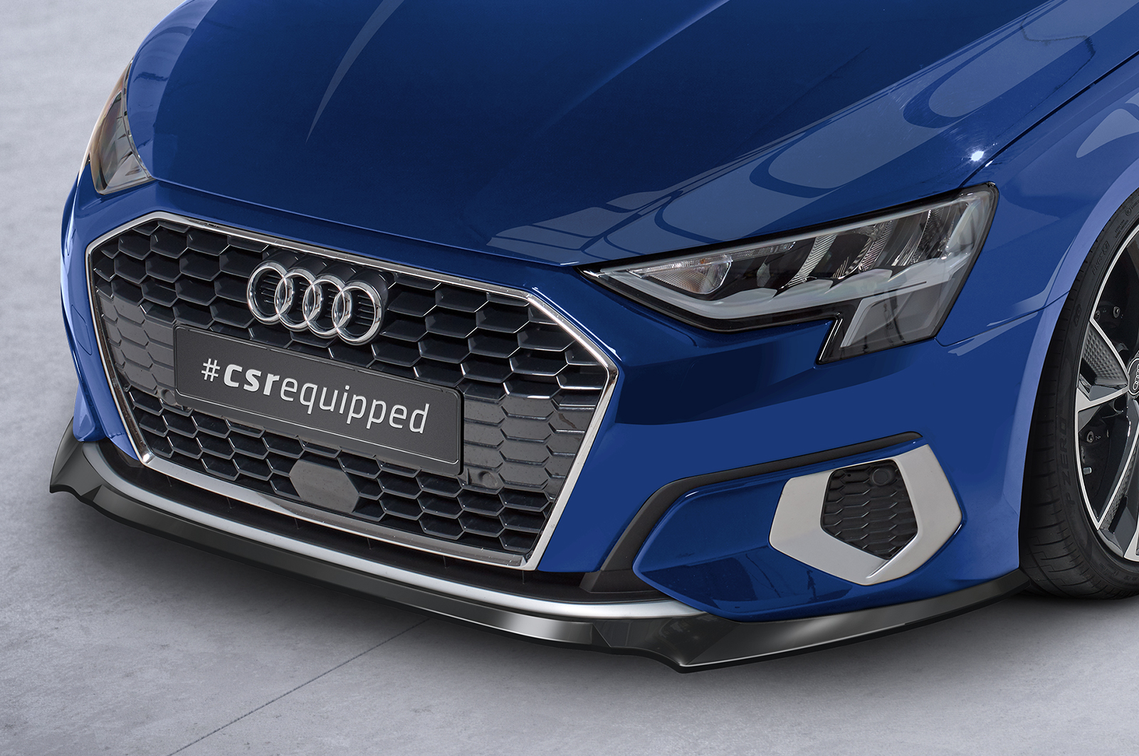 Lame de parechoc avant pour Audi A3 8Y berline (finition de base et Advanced) (depuis 2020) - Fabriqué en ABS (6 finitions au choix)