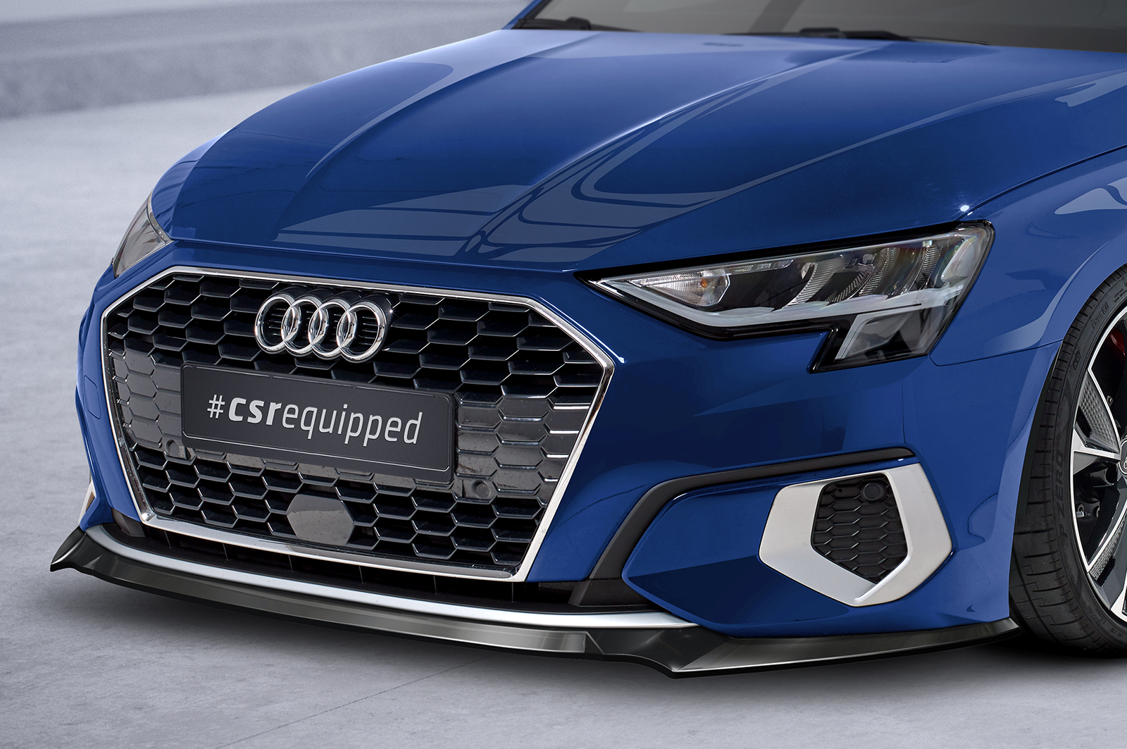 Lame de parechoc avant pour Audi A3 8Y berline (finition de base et Advanced) (depuis 2020) - Fabriqué en ABS (6 finitions au choix)