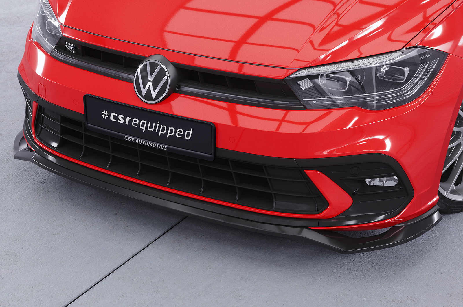 Lame de parechoc avant pour VW Polo VI 2G (Typ AW) GTI / R-Line (facelift) (depuis 2021) - Fabriqué en ABS (6 finitions au choix)