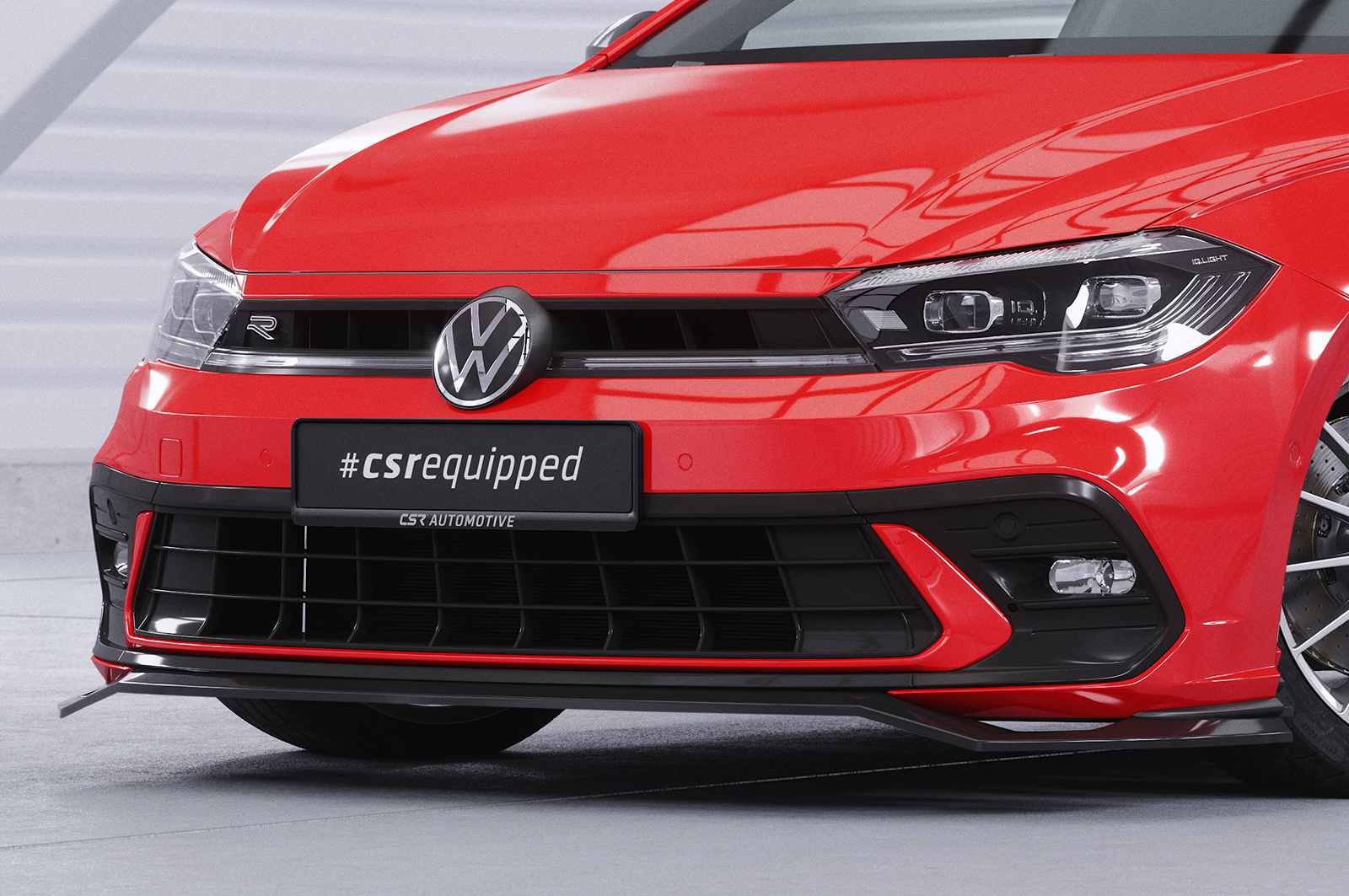 Lame de parechoc avant pour VW Polo VI 2G (Typ AW) GTI / R-Line (facelift) (depuis 2021) - Fabriqué en ABS (6 finitions au choix)
