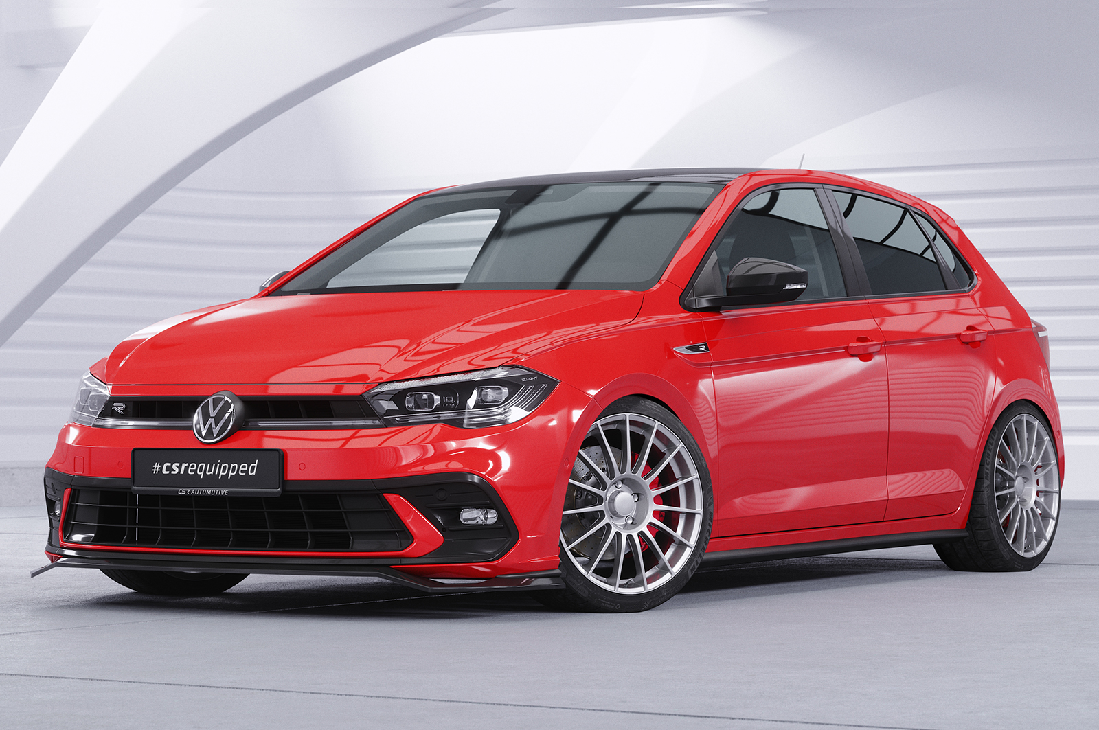 Lame de parechoc avant pour VW Polo VI 2G (Typ AW) GTI / R-Line (facelift) (depuis 2021) - Fabriqué en ABS (6 finitions au choix)