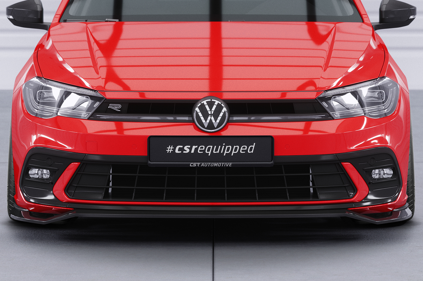 Lame de parechoc avant pour VW Polo VI 2G (Typ AW) GTI / R-Line (facelift) (depuis 2021) - Fabriqué en ABS (6 finitions au choix)