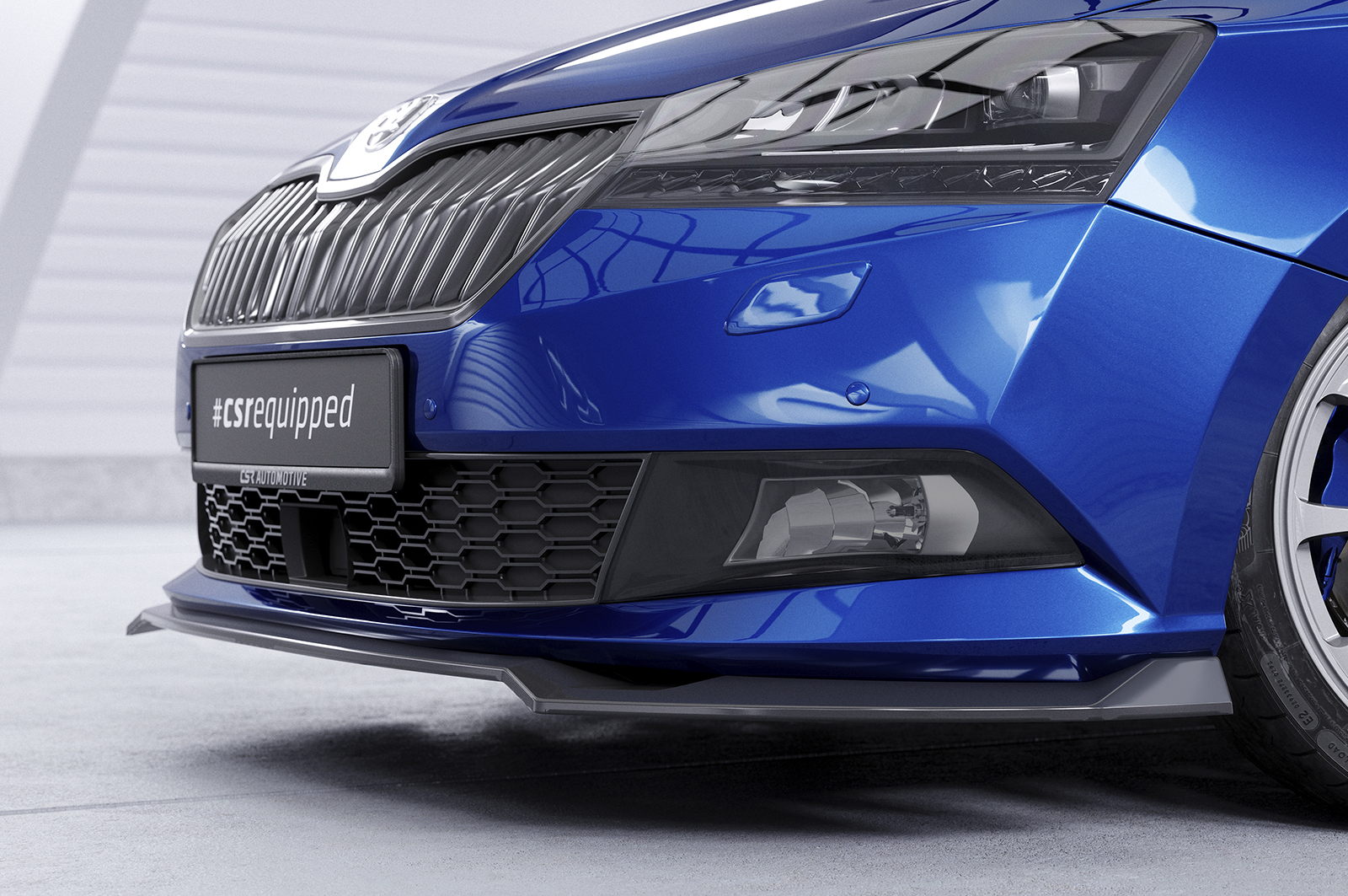 Lame de parechoc avant pour Skoda Fabia 3 (Typ NJ) toutes carrosseries (facelift) (2019-2021) - Fabriqué en ABS (6 finitions au choix)