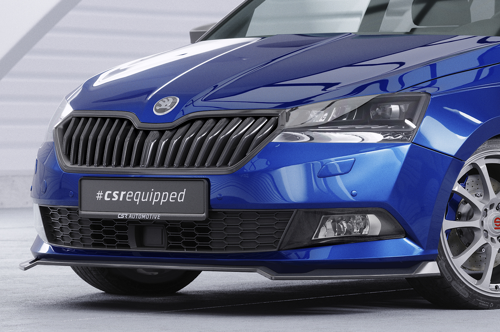 Lame de parechoc avant pour Skoda Fabia 3 (Typ NJ) toutes carrosseries (facelift) (2019-2021) - Fabriqué en ABS (6 finitions au choix)