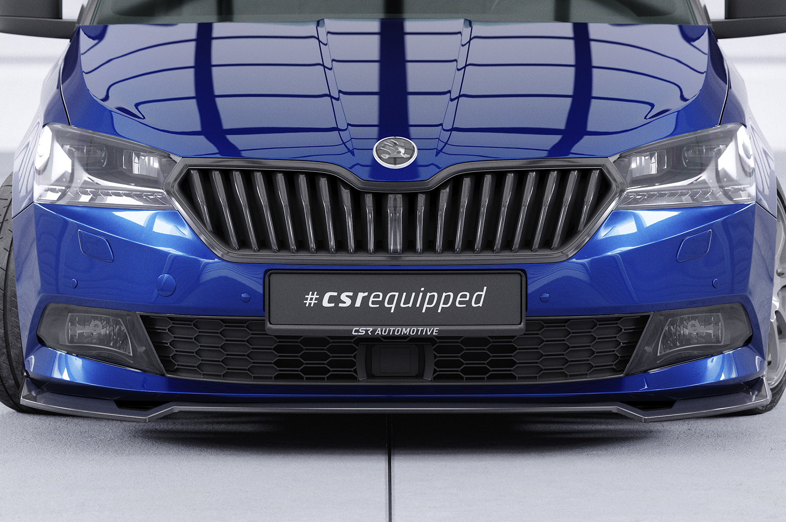 Lame de parechoc avant pour Skoda Fabia 3 (Typ NJ) toutes carrosseries (facelift) (2019-2021) - Fabriqué en ABS (6 finitions au choix)
