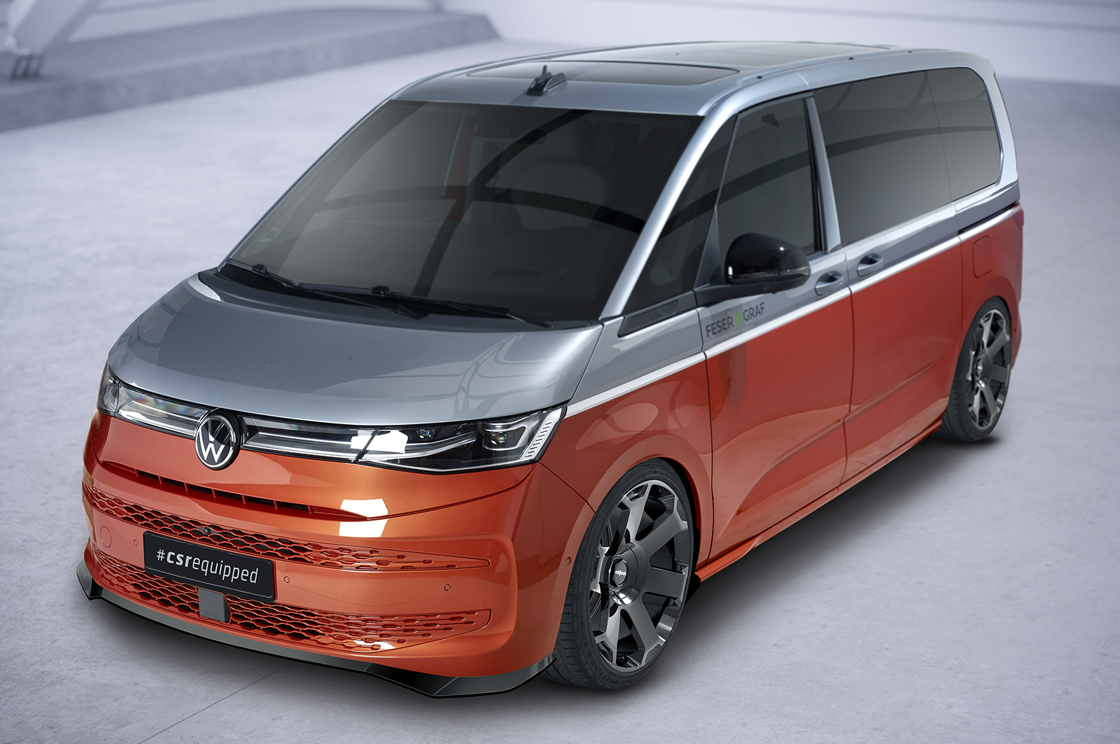 Lame de parechoc avant pour VW T7 Multivan / Life / "Edition" / Style / "Energetic" (depuis 2021) - Fabriqué en ABS (6 finitions au choix)