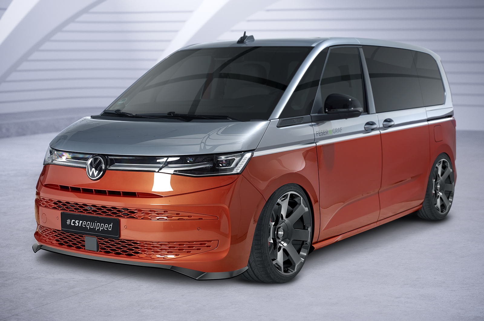 Lame de parechoc avant pour VW T7 Multivan / Life / "Edition" / Style / "Energetic" (depuis 2021) - Fabriqué en ABS (6 finitions au choix)